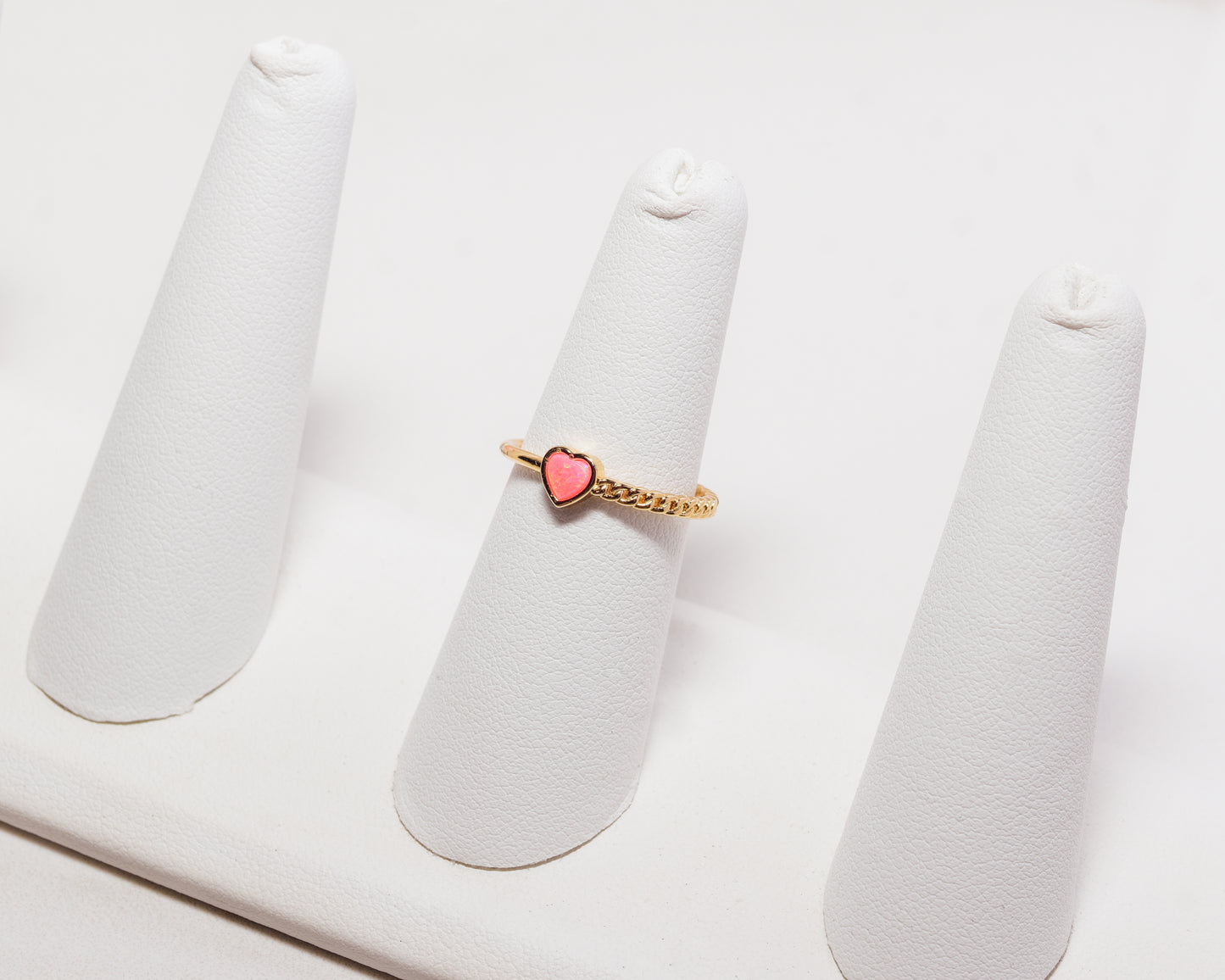 Pink Opal Dainty Heart Ring