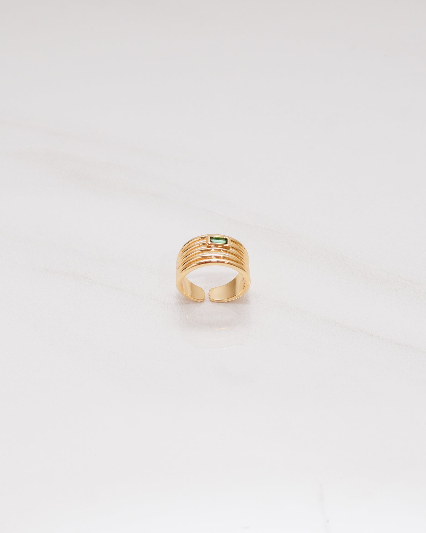 Emerald Stone Multi-Layered Stack Adjustable Ring