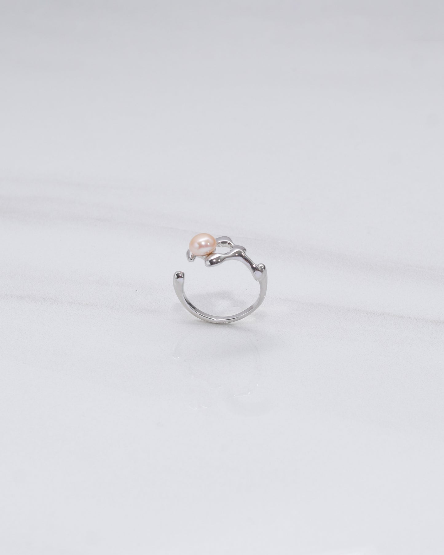 Geometric Open Pearl Ring