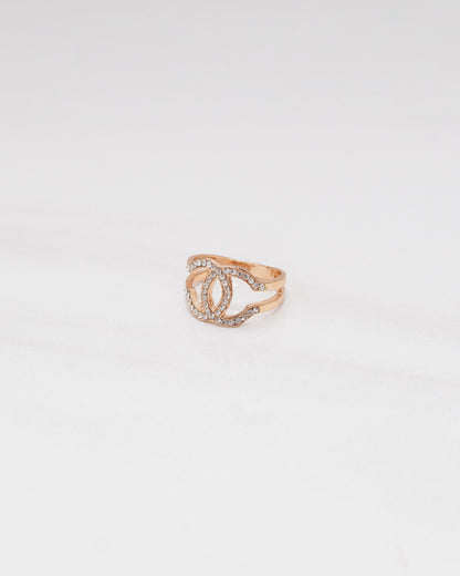Parisian Chic Rose Gold Crystals Ring