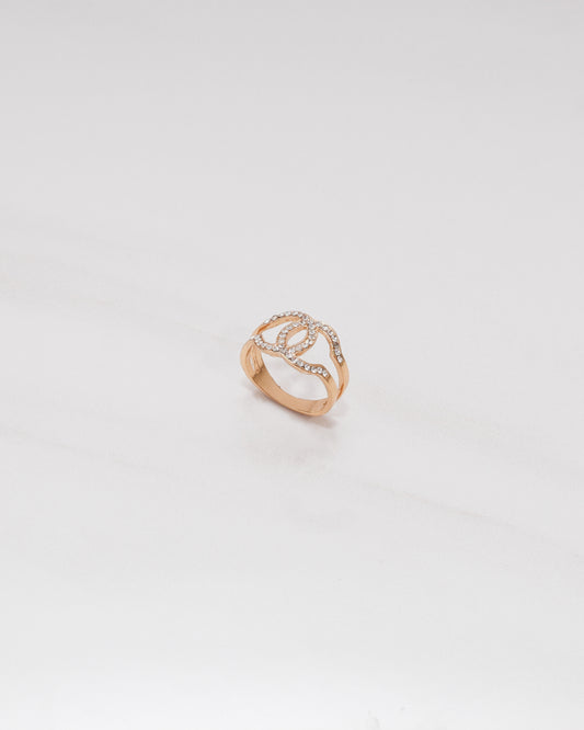 Parisian Chic Rose Gold Crystals Ring