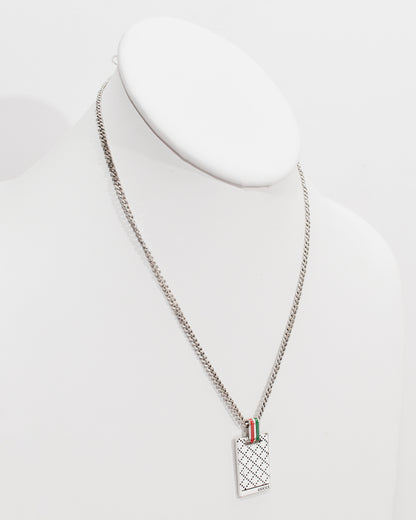 GG Dog Tag Curb Chain Necklace