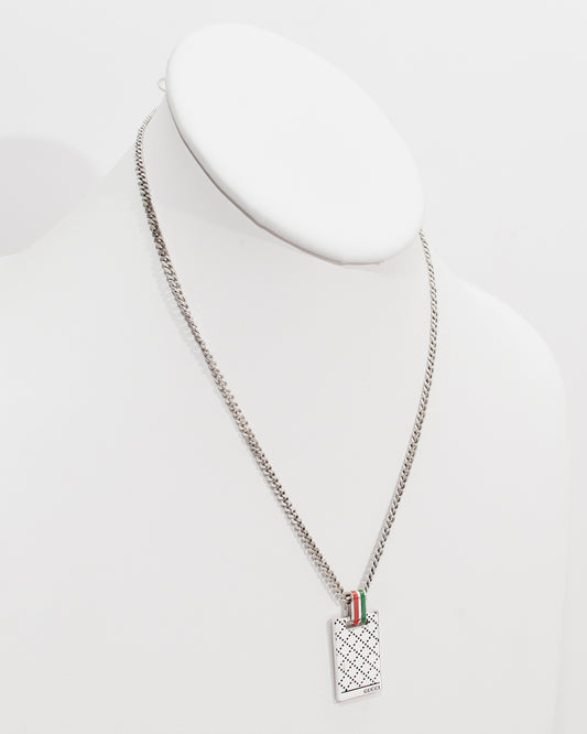GG Dog Tag Curb Chain Necklace
