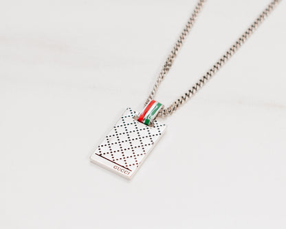 GG Dog Tag Curb Chain Necklace