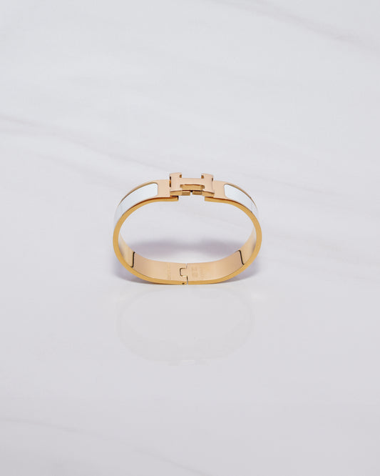 H Bracelet 0.47" width | Gold & White