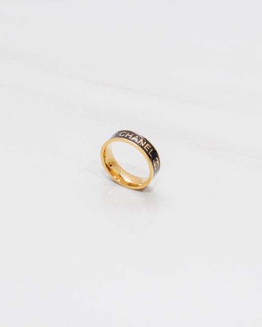 Parisian Chic Black & Gold Ring