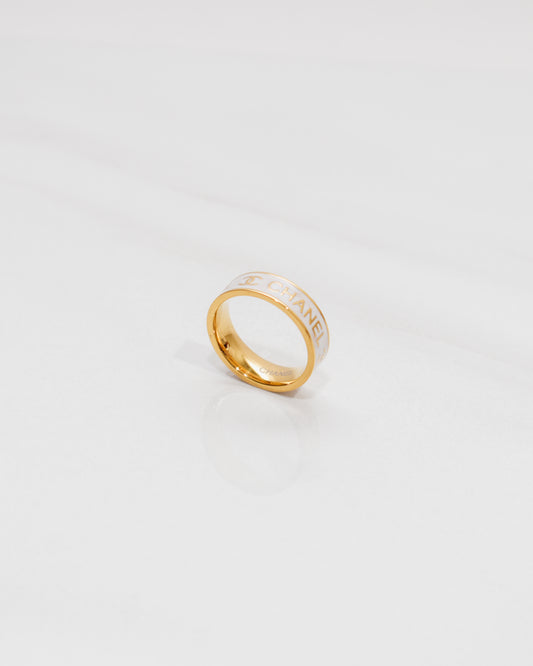 Parisian Chic White & Gold Ring