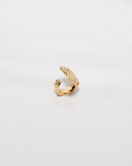 CZ Hammered Wrap Ring