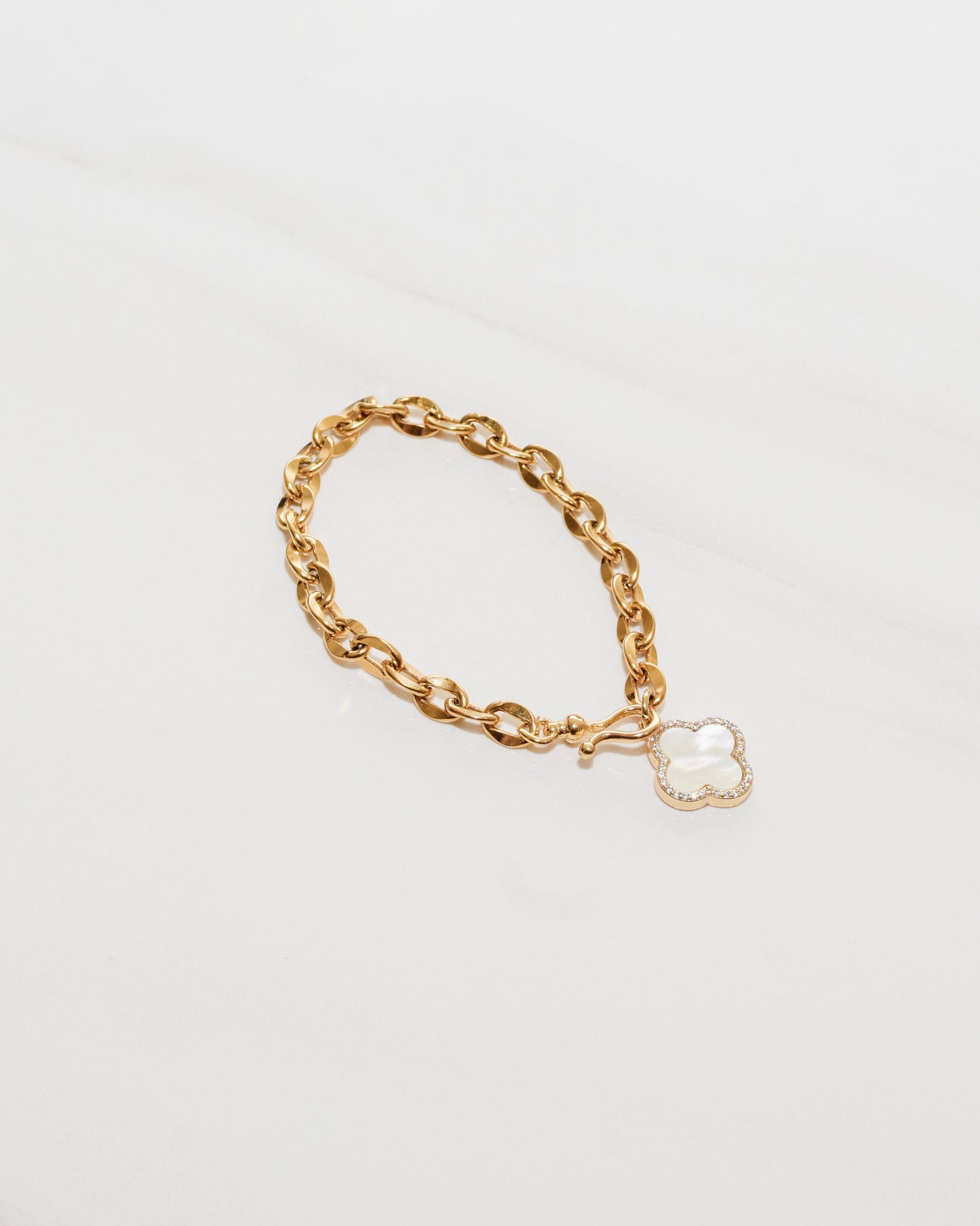 Clover Mother of Pearl Pave Bracelet