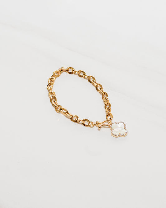Clover Mother of Pearl Pave Bracelet