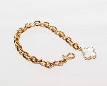 Clover Mother of Pearl Pave Bracelet