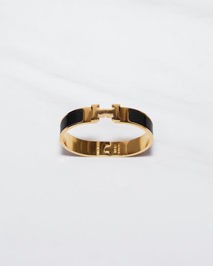 H Bracelet 0.47" width | Gold & Black