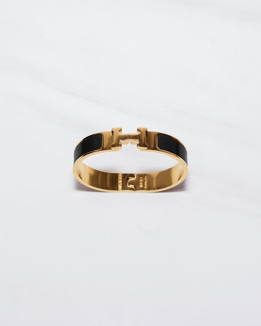 H Bracelet 0.47" width | Gold & Black