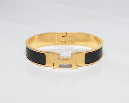 H Bracelet 0.47" width | Gold & Black