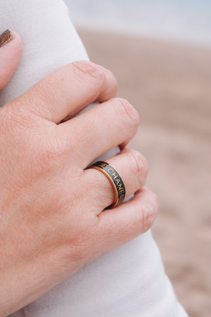 Parisian Chic Black & Gold Ring
