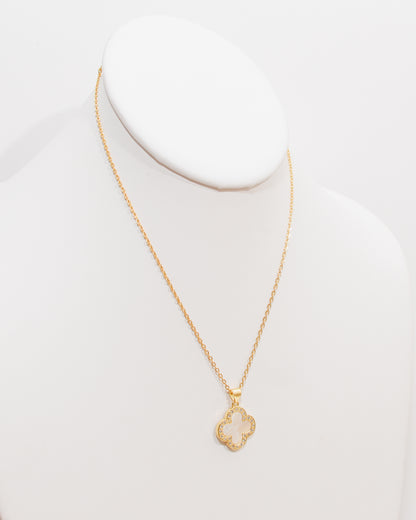 Clover Mother of Pearl CZ Necklace