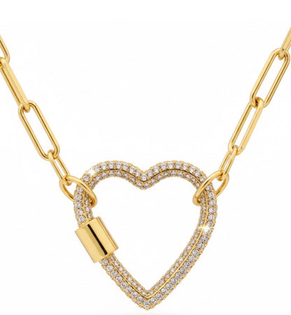 The Pavé Heart Carabiner Necklace