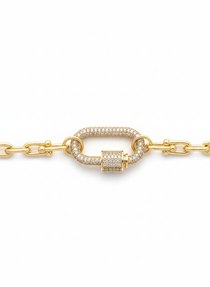TC Link Necklace with Pavé Diamond Carabiner