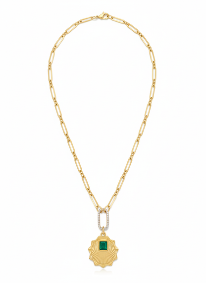 The Emerald Sunburst Medallion Necklace