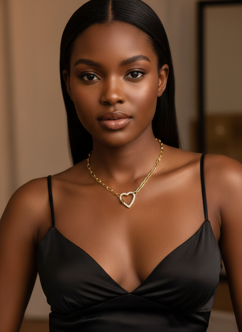 The Pavé Heart Carabiner Necklace